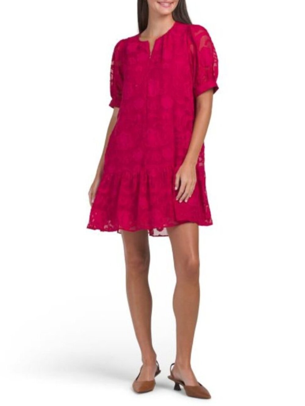 LONDON TIMES Round Neck Mini Dress